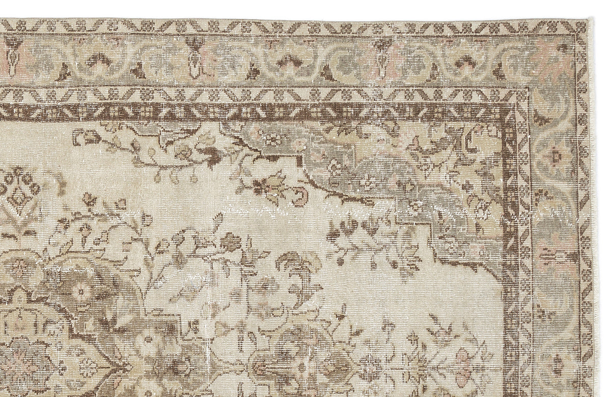 Beige Over Dyed Vintage Rug 5&#39;10&#39;&#39; x 9&#39;4&#39;&#39; ft 178 x 285 cm