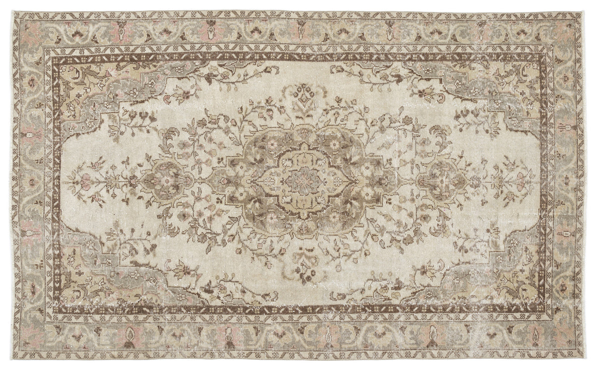 Beige Over Dyed Vintage Rug 5&#39;10&#39;&#39; x 9&#39;4&#39;&#39; ft 178 x 285 cm