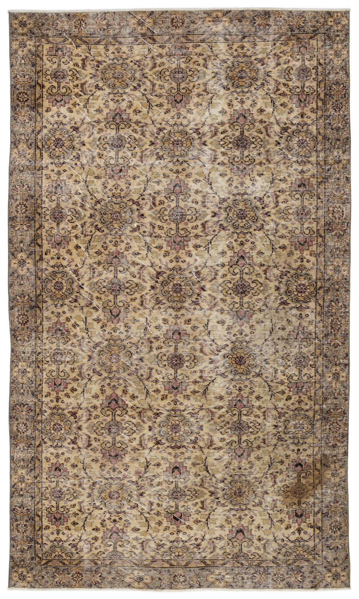 Naturel Over Dyed Vintage Rug 5&#39;5&#39;&#39; x 8&#39;11&#39;&#39; ft 165 x 272 cm