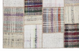 Striped Over Dyed Kilim Patchwork Unique Rug 5'3'' x 7'7'' ft 160 x 230 cm
