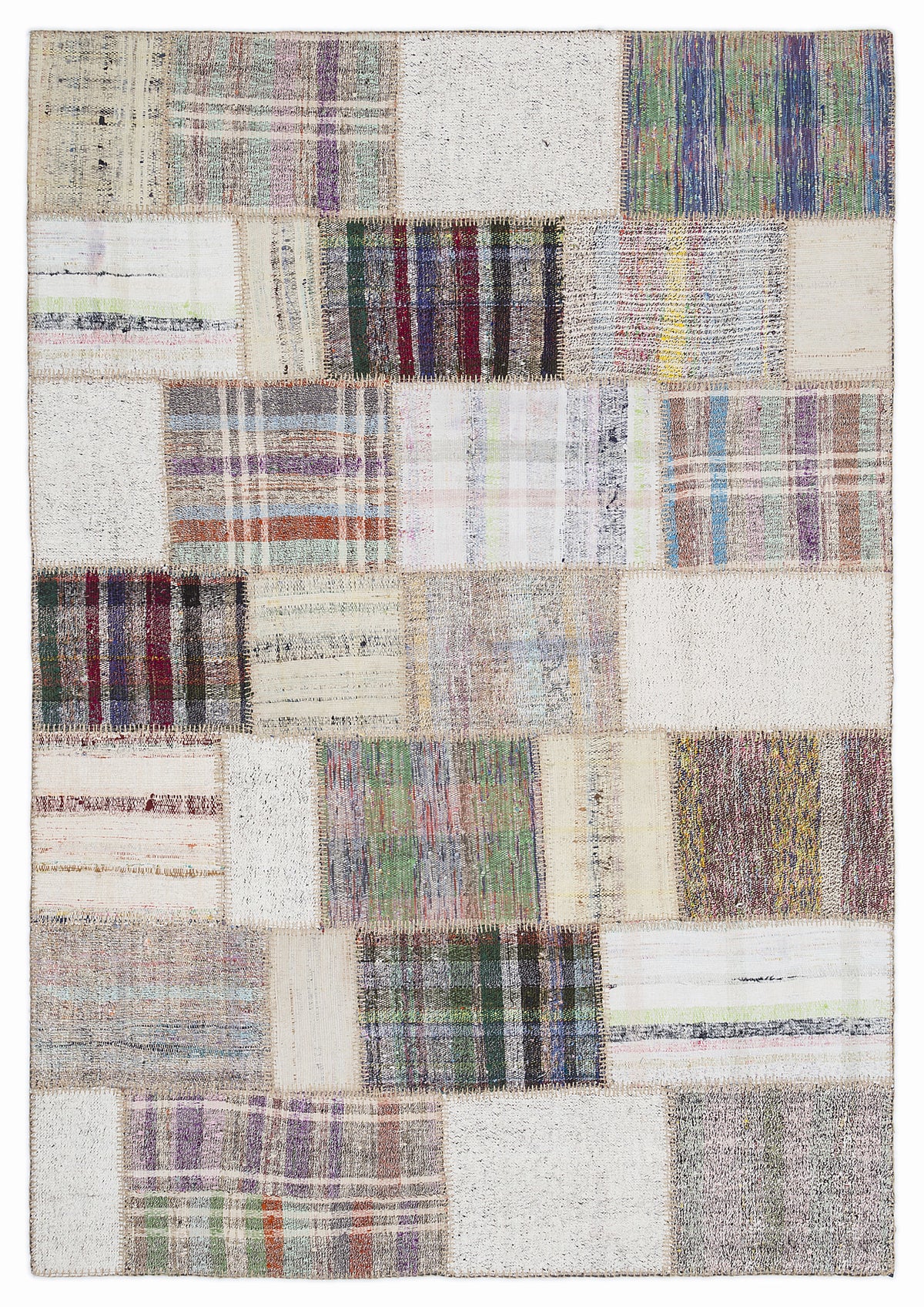 Striped Over Dyed Kilim Patchwork Unique Rug 5&#39;3&#39;&#39; x 7&#39;7&#39;&#39; ft 160 x 230 cm