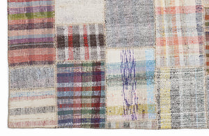 Striped Over Dyed Kilim Patchwork Unique Rug 5'3'' x 7'7'' ft 160 x 230 cm