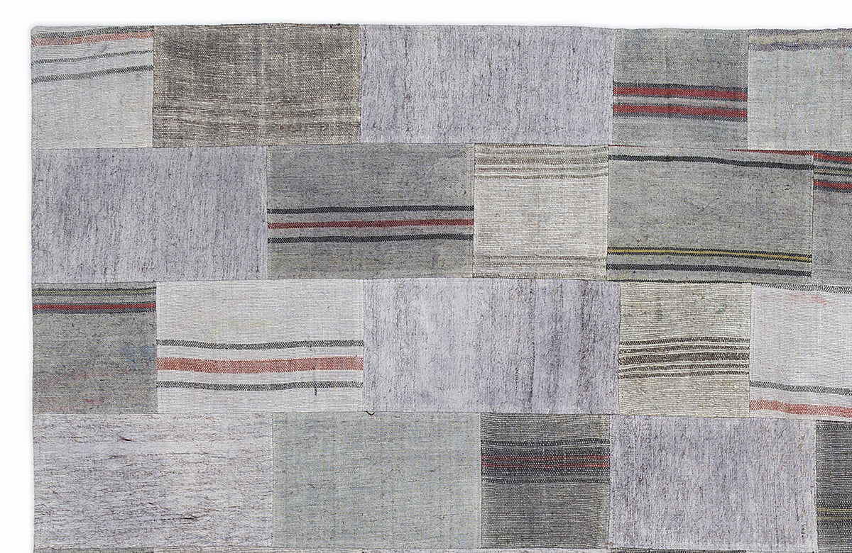 Striped Over Dyed Kilim Patchwork Unique Rug 5&#39;3&#39;&#39; x 7&#39;7&#39;&#39; ft 160 x 230 cm