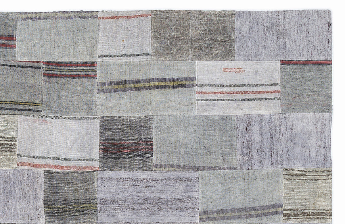 Striped Over Dyed Kilim Patchwork Unique Rug 5&#39;3&#39;&#39; x 7&#39;7&#39;&#39; ft 160 x 230 cm