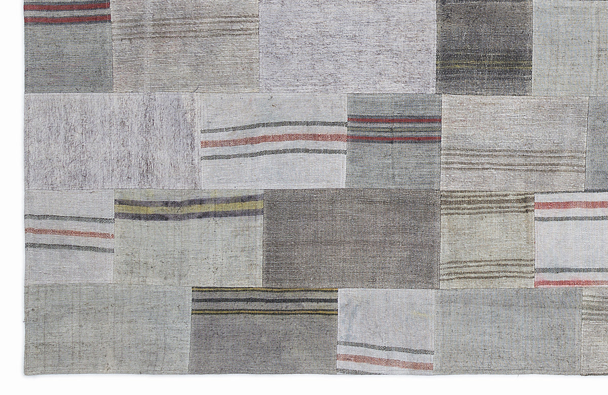 Striped Over Dyed Kilim Patchwork Unique Rug 5&#39;3&#39;&#39; x 7&#39;7&#39;&#39; ft 160 x 230 cm