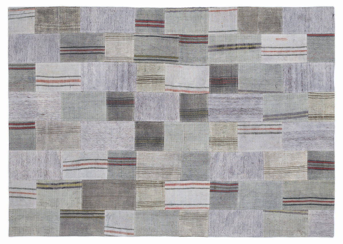 Striped Over Dyed Kilim Patchwork Unique Rug 5&#39;3&#39;&#39; x 7&#39;7&#39;&#39; ft 160 x 230 cm