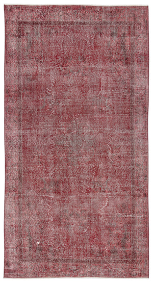 Red Over Dyed Vintage Rug 5'5'' x 10'0'' ft 165 x 306 cm