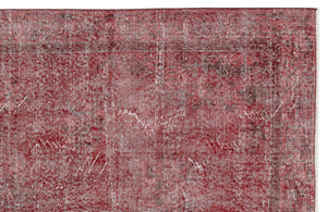 Red Over Dyed Vintage Rug 5'5'' x 10'0'' ft 165 x 306 cm