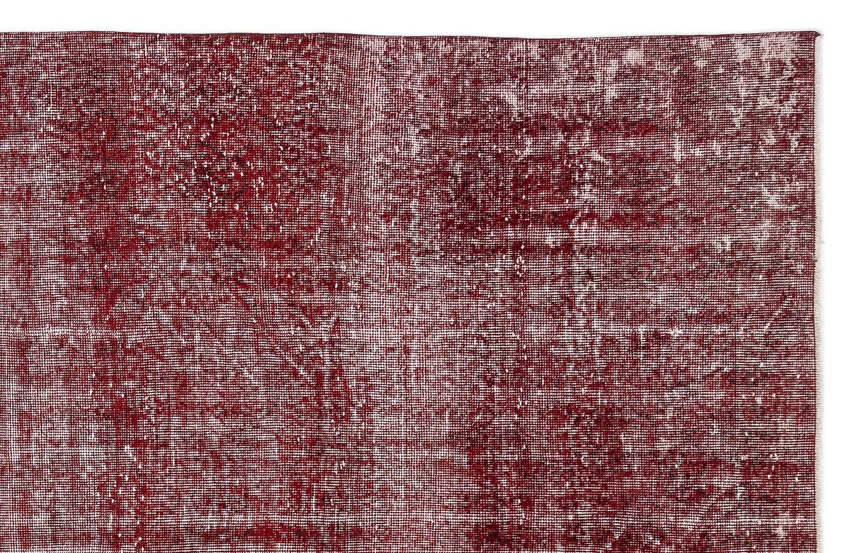 Red Over Dyed Vintage Rug 6&#39;7&#39;&#39; x 10&#39;4&#39;&#39; ft 200 x 315 cm
