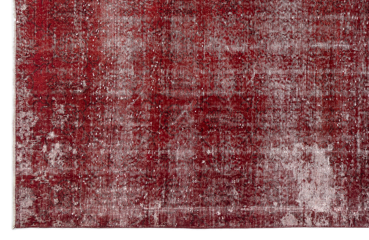 Red Over Dyed Vintage Rug 6&#39;7&#39;&#39; x 10&#39;4&#39;&#39; ft 200 x 315 cm