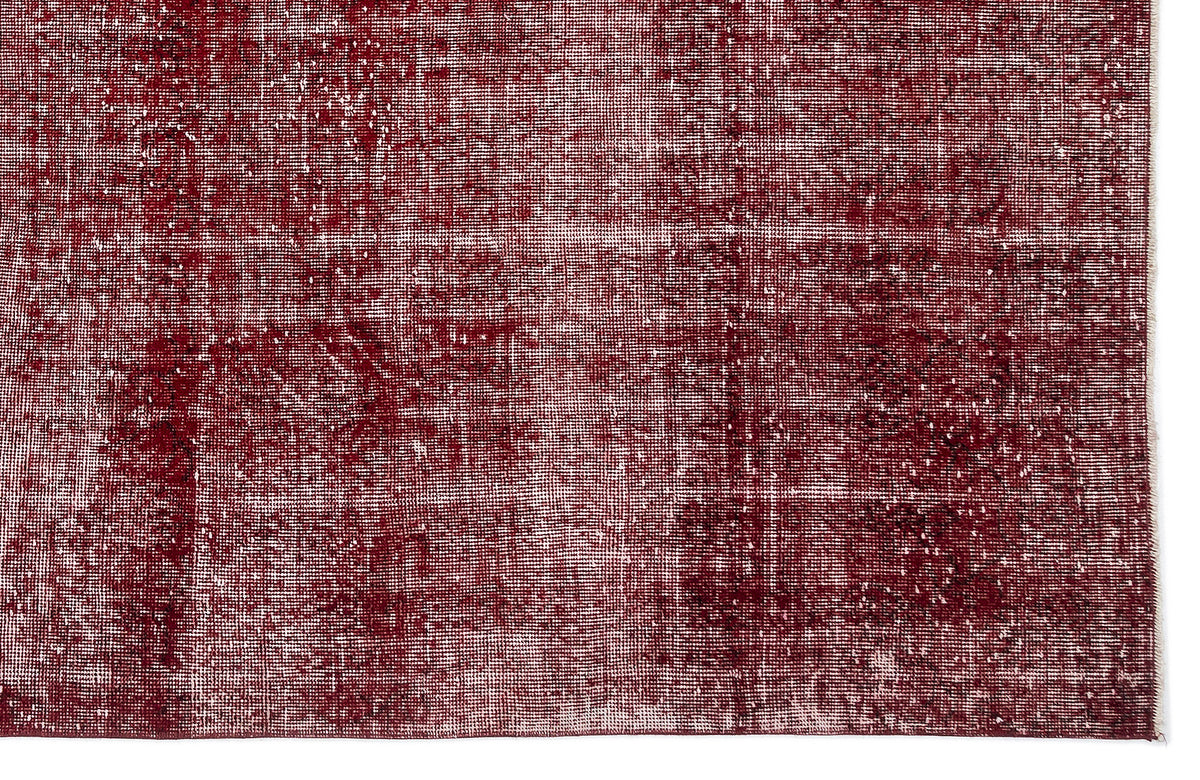 Red Over Dyed Vintage Rug 6&#39;7&#39;&#39; x 10&#39;4&#39;&#39; ft 200 x 315 cm