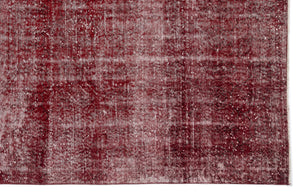 Red Over Dyed Vintage Rug 6'7'' x 10'4'' ft 200 x 315 cm