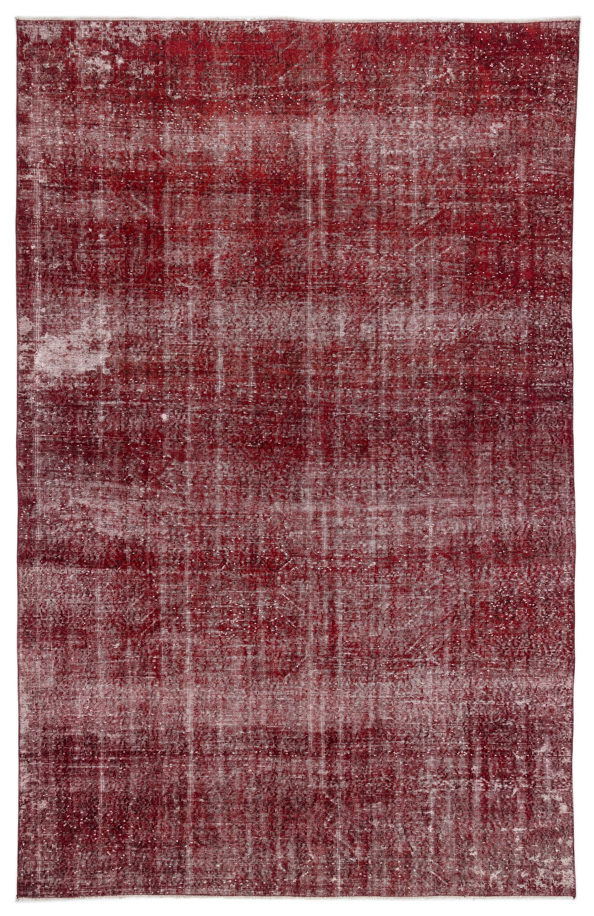 Red Over Dyed Vintage Rug 6&#39;7&#39;&#39; x 10&#39;4&#39;&#39; ft 200 x 315 cm
