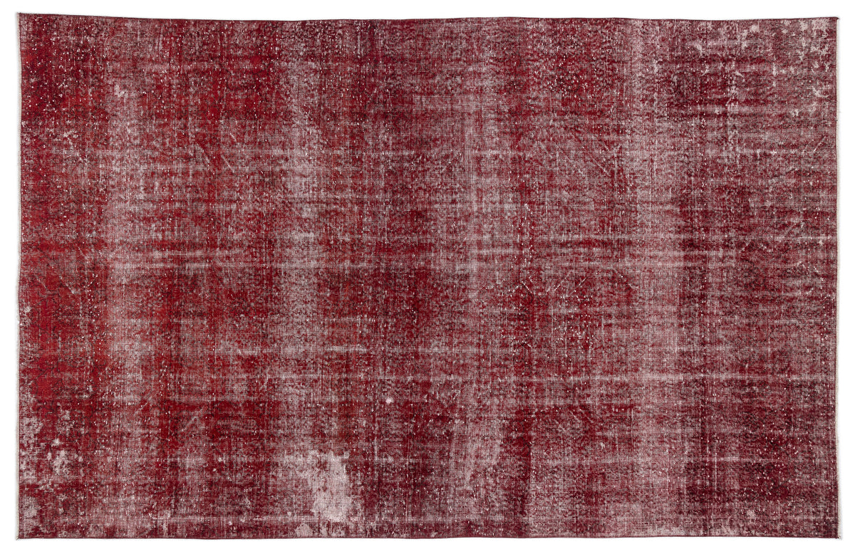 Red Over Dyed Vintage Rug 6&#39;7&#39;&#39; x 10&#39;4&#39;&#39; ft 200 x 315 cm