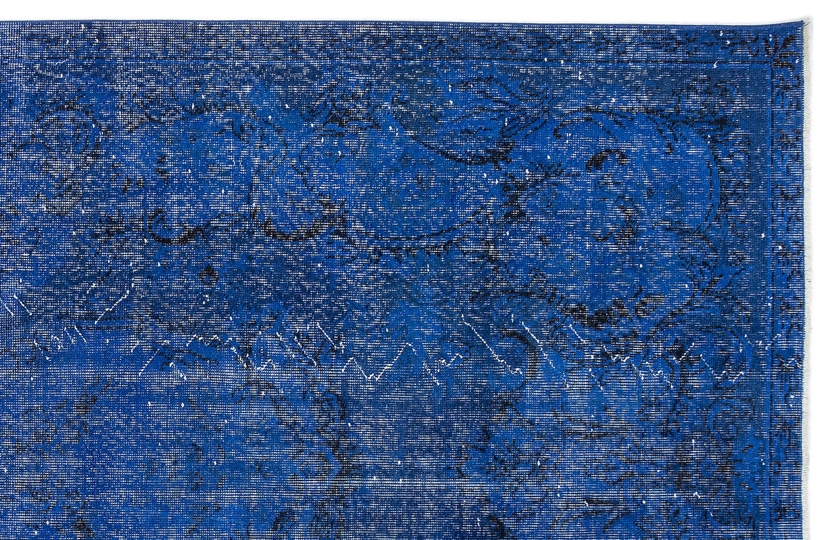 Blue Over Dyed Vintage Rug 5&#39;5&#39;&#39; x 9&#39;7&#39;&#39; ft 165 x 292 cm