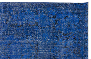 Blue Over Dyed Vintage Rug 5'5'' x 9'7'' ft 165 x 292 cm