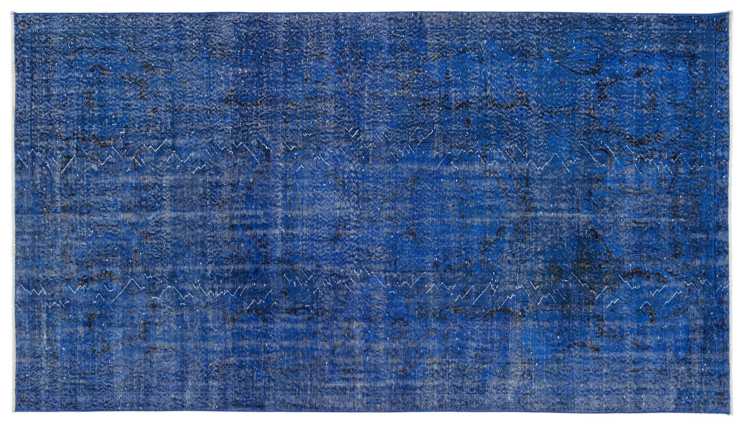 Blue Over Dyed Vintage Rug 5'5'' x 9'7'' ft 165 x 292 cm