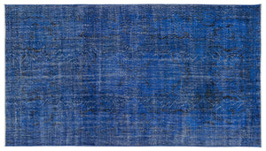 Blue Over Dyed Vintage Rug 5'5'' x 9'7'' ft 165 x 292 cm