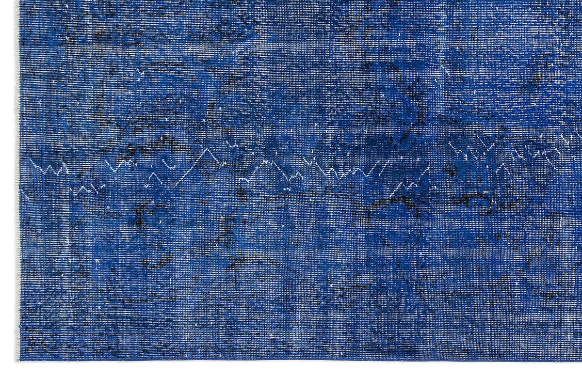 Blue Over Dyed Vintage Rug 5&#39;5&#39;&#39; x 9&#39;7&#39;&#39; ft 165 x 292 cm
