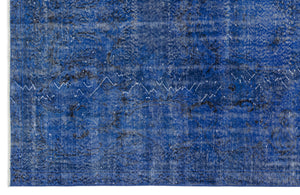 Blue Over Dyed Vintage Rug 5'5'' x 9'7'' ft 165 x 292 cm