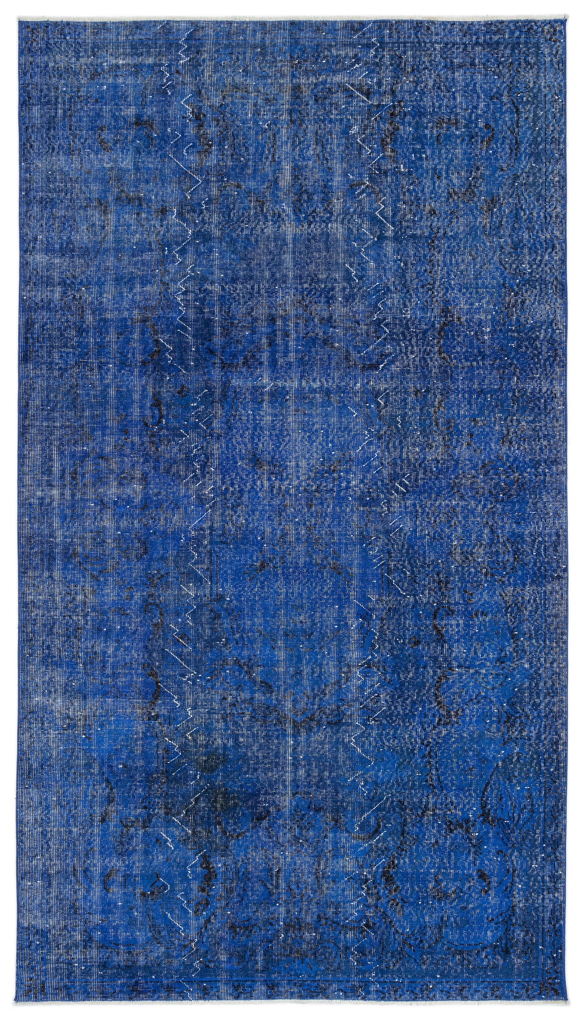 Blue Over Dyed Vintage Rug 5&#39;5&#39;&#39; x 9&#39;7&#39;&#39; ft 165 x 292 cm