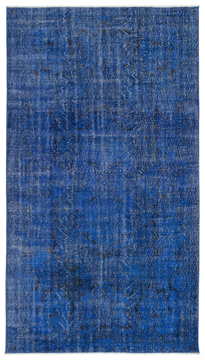 Blue Over Dyed Vintage Rug 5'5'' x 9'7'' ft 165 x 292 cm