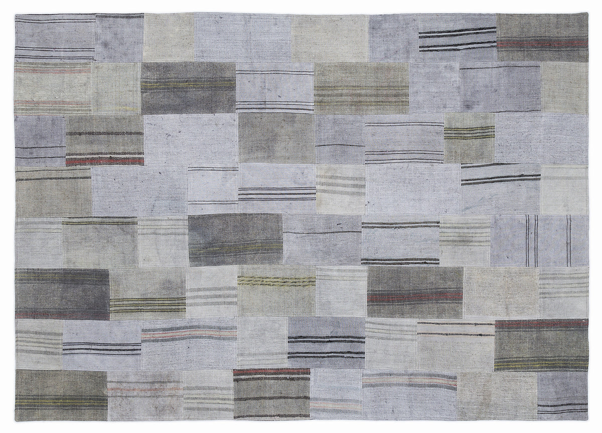 Striped Over Dyed Kilim Patchwork Unique Rug 5&#39;3&#39;&#39; x 7&#39;7&#39;&#39; ft 160 x 230 cm