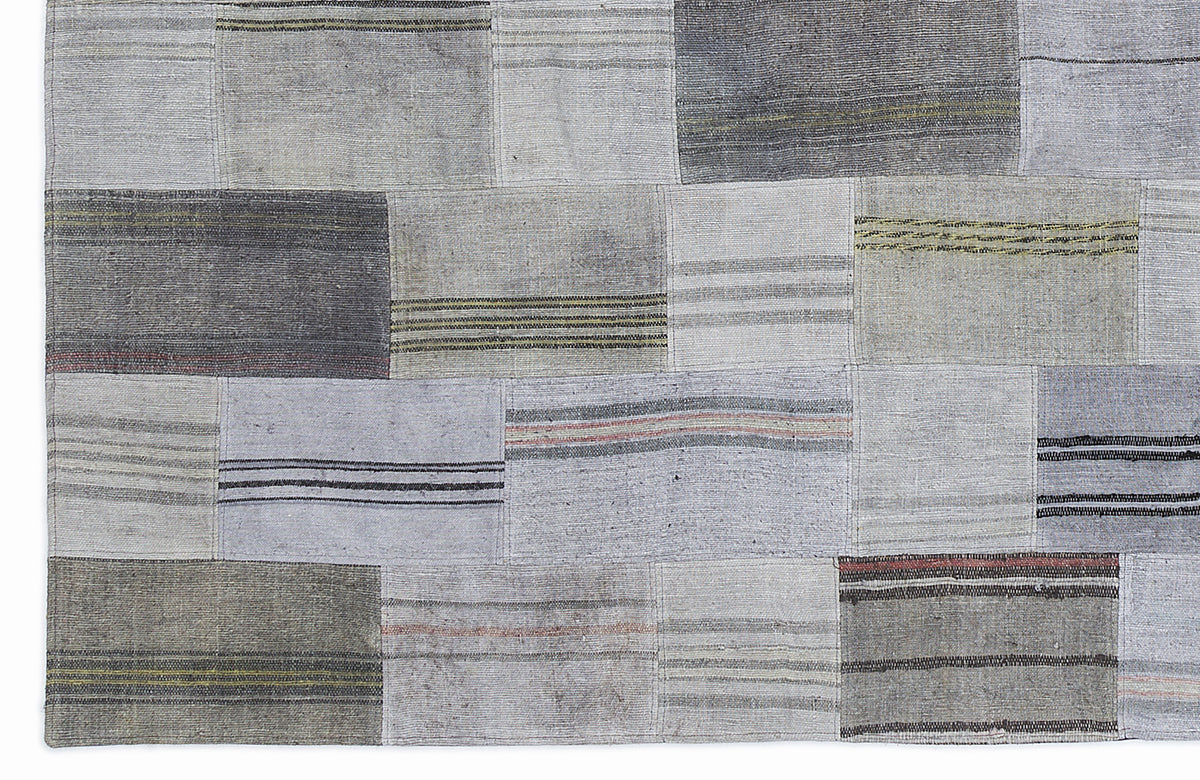 Striped Over Dyed Kilim Patchwork Unique Rug 5&#39;3&#39;&#39; x 7&#39;7&#39;&#39; ft 160 x 230 cm