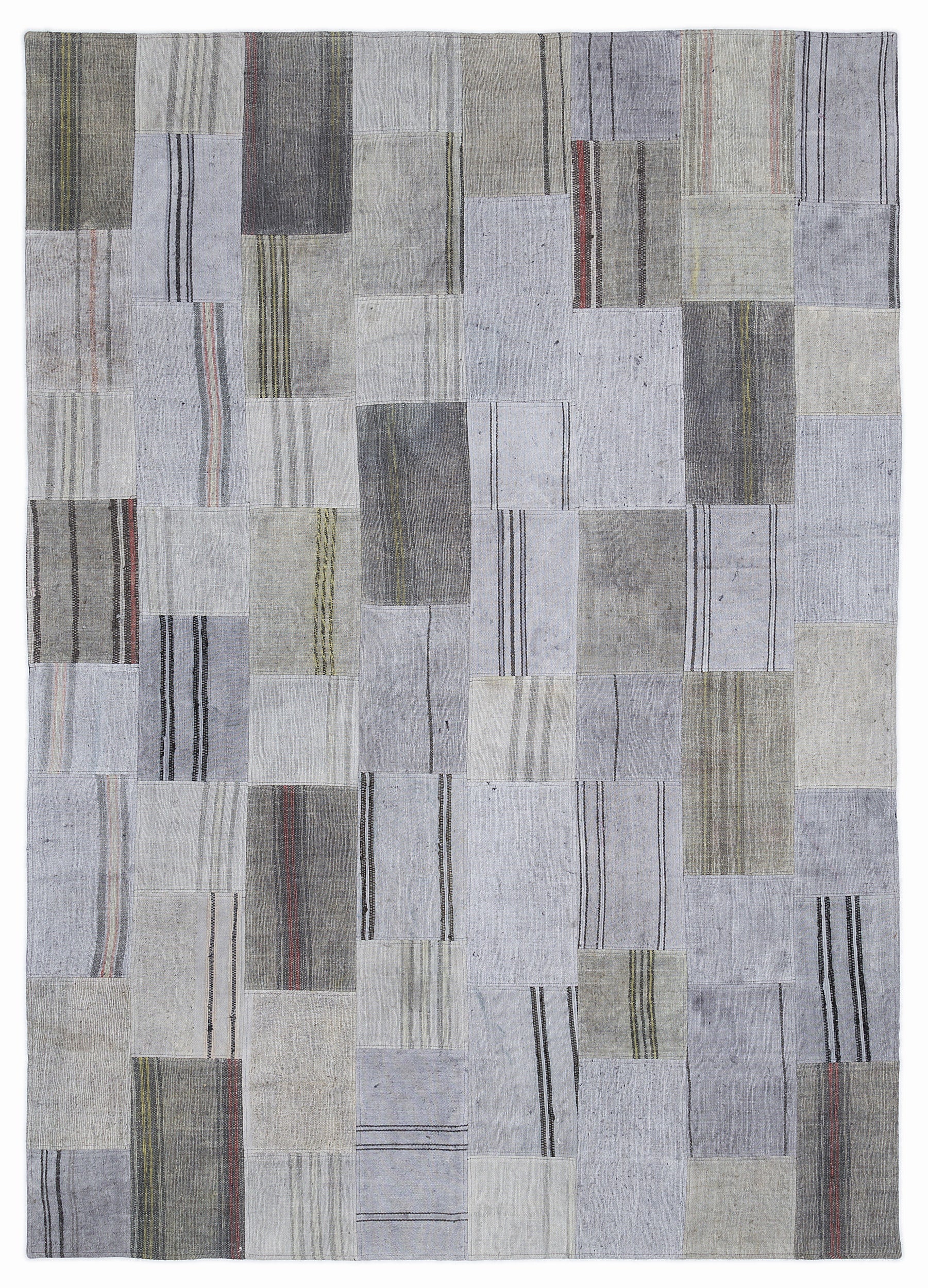 Striped Over Dyed Kilim Patchwork Unique Rug 5'3'' x 7'7'' ft 160 x 230 cm