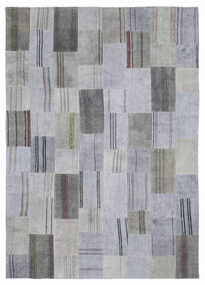 Striped Over Dyed Kilim Patchwork Unique Rug 5'3'' x 7'7'' ft 160 x 230 cm