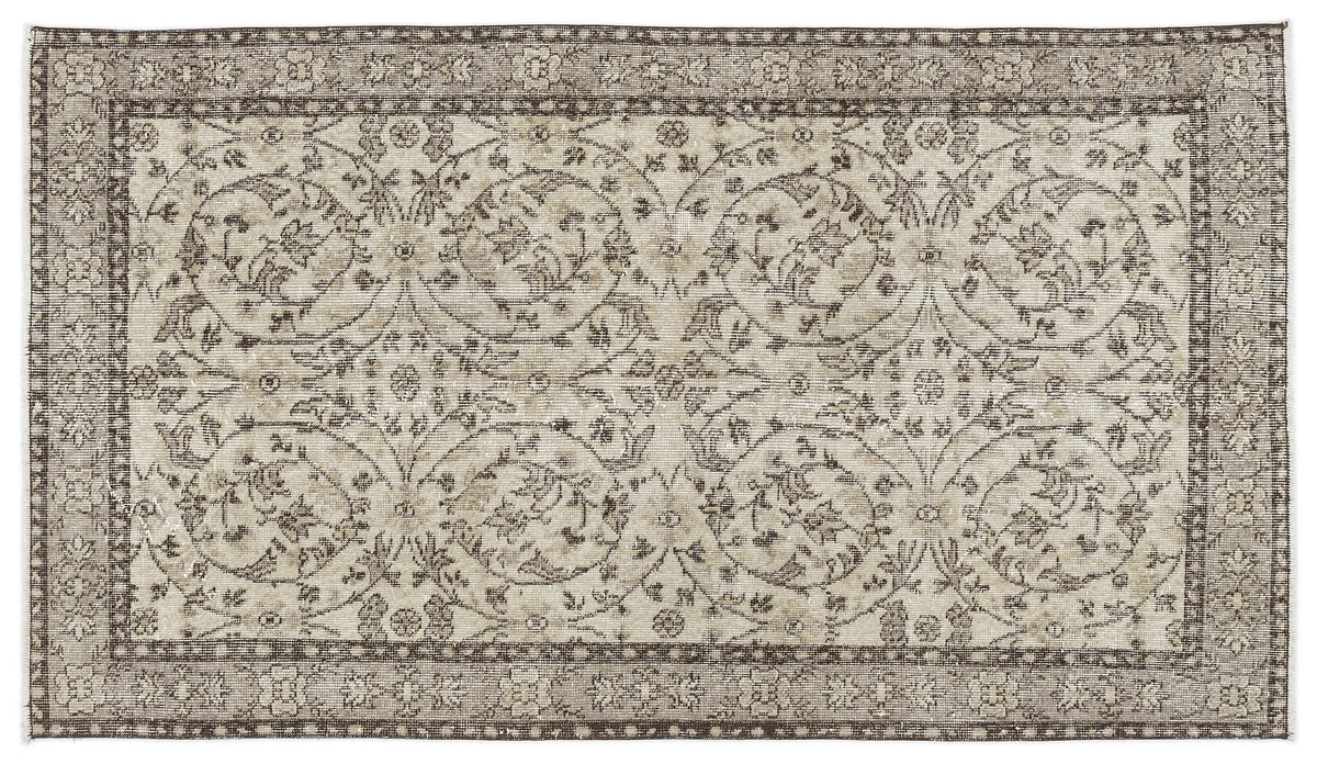 Beige Over Dyed Vintage Rug 3&#39;9&#39;&#39; x 6&#39;8&#39;&#39; ft 115 x 204 cm