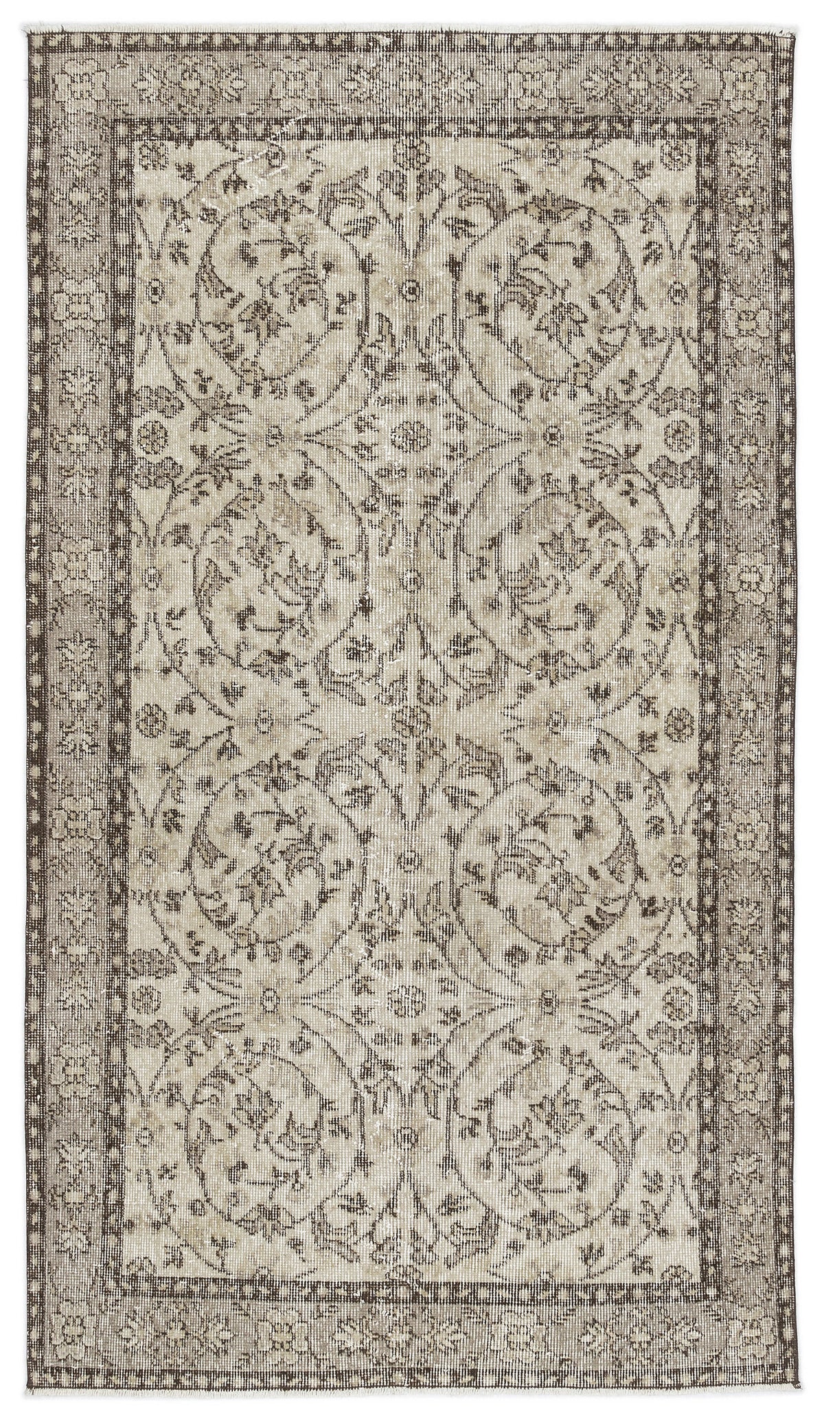 Beige Over Dyed Vintage Rug 3&#39;9&#39;&#39; x 6&#39;8&#39;&#39; ft 115 x 204 cm