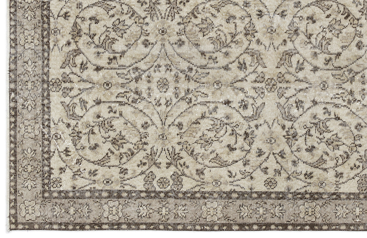 Beige Over Dyed Vintage Rug 3&#39;9&#39;&#39; x 6&#39;8&#39;&#39; ft 115 x 204 cm