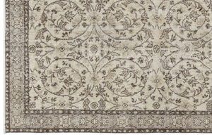 Beige Over Dyed Vintage Rug 3'9'' x 6'8'' ft 115 x 204 cm