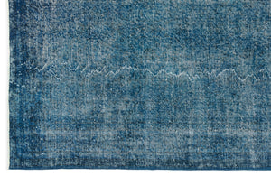 Turquoise  Over Dyed Vintage Rug 5'3'' x 8'4'' ft 160 x 255 cm
