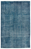 Turquoise  Over Dyed Vintage Rug 5'3'' x 8'4'' ft 160 x 255 cm