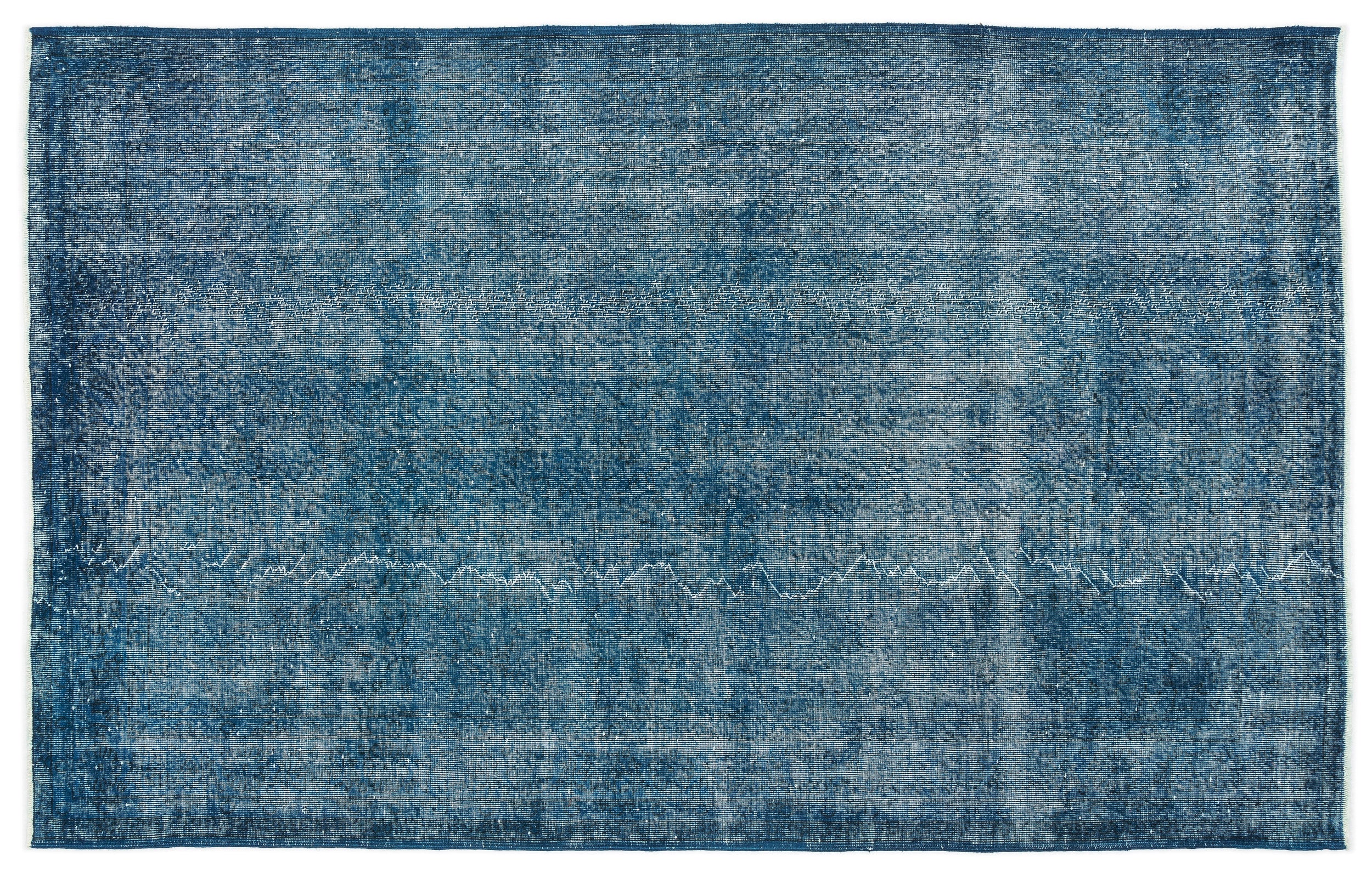 Turquoise  Over Dyed Vintage Rug 5'3'' x 8'4'' ft 160 x 255 cm