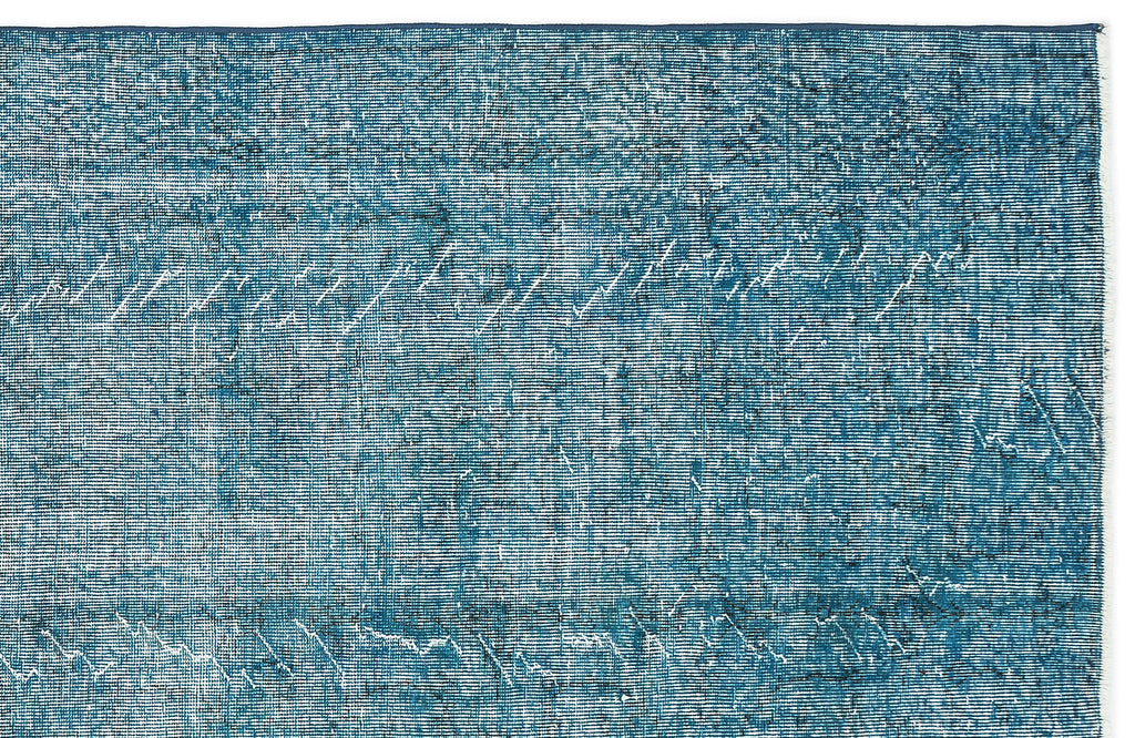 Turquoise  Over Dyed Vintage Rug 5'1'' x 9'3'' ft 155 x 282 cm