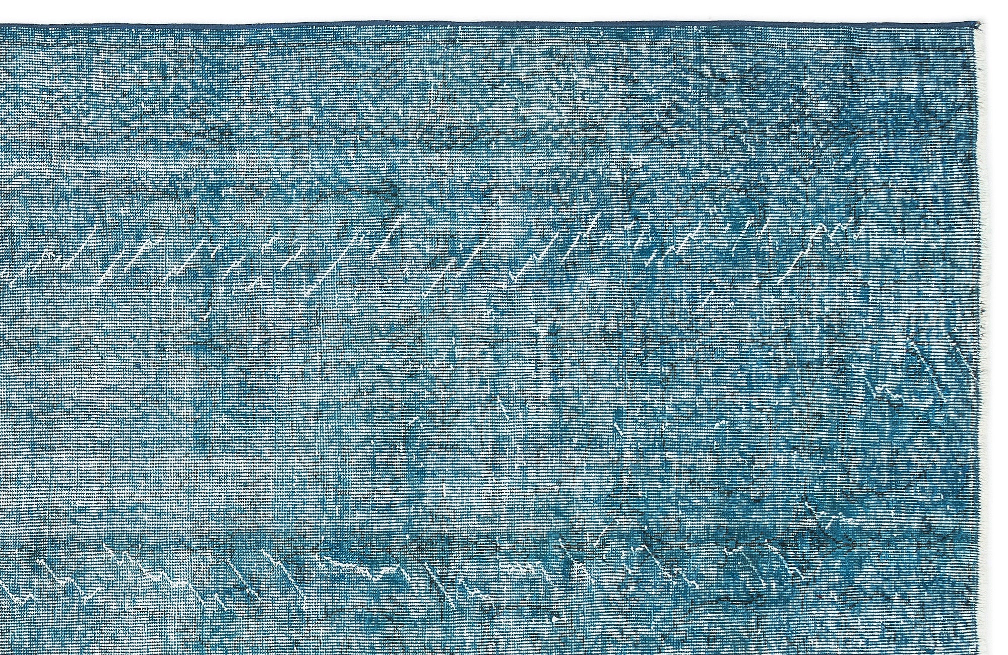 Turquoise  Over Dyed Vintage Rug 5'1'' x 9'3'' ft 155 x 282 cm