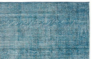 Turquoise  Over Dyed Vintage Rug 5'1'' x 9'3'' ft 155 x 282 cm