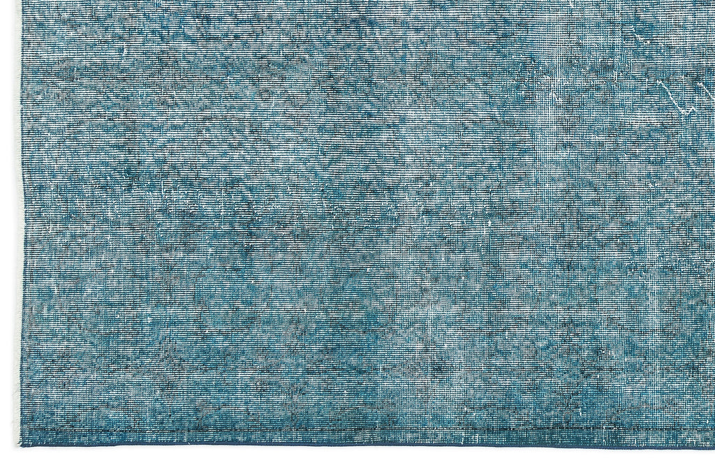 Turquoise  Over Dyed Vintage Rug 5'1'' x 9'3'' ft 155 x 282 cm