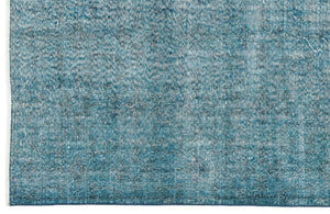 Turquoise  Over Dyed Vintage Rug 5'1'' x 9'3'' ft 155 x 282 cm