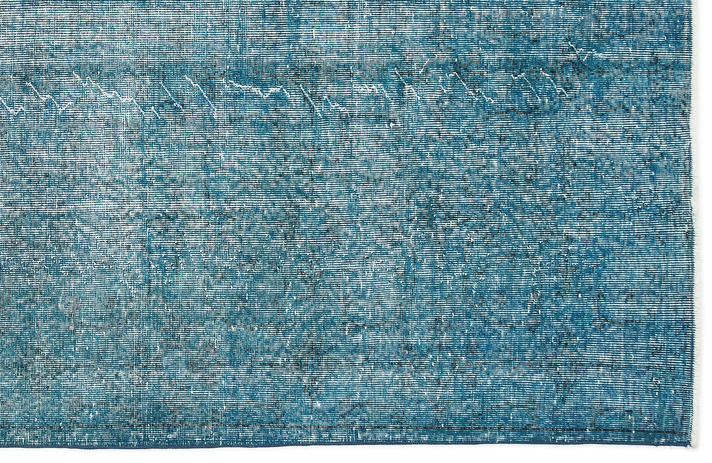 Turquoise  Over Dyed Vintage Rug 5'1'' x 9'3'' ft 155 x 282 cm