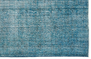 Turquoise  Over Dyed Vintage Rug 5'1'' x 9'3'' ft 155 x 282 cm