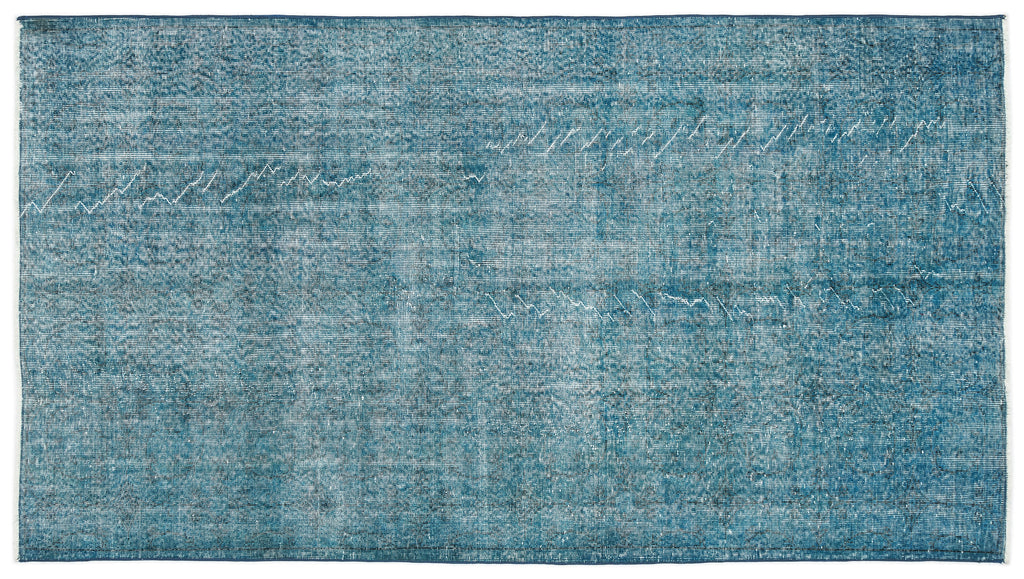 Turquoise  Over Dyed Vintage Rug 5'1'' x 9'3'' ft 155 x 282 cm