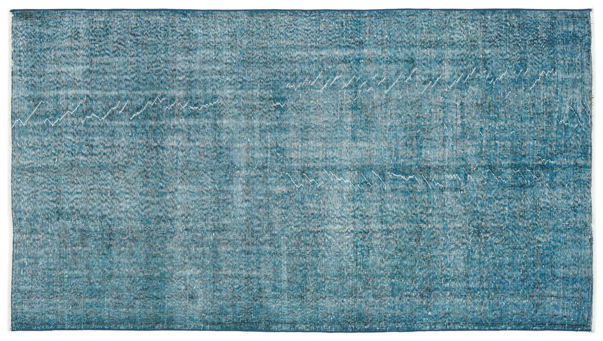 Turquoise  Over Dyed Vintage Rug 5&#39;1&#39;&#39; x 9&#39;3&#39;&#39; ft 155 x 282 cm