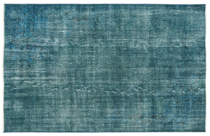 Turquoise  Over Dyed Vintage Rug 5'8'' x 8'10'' ft 172 x 269 cm