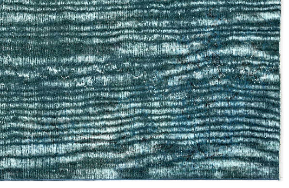 Turquoise  Over Dyed Vintage Rug 5&#39;8&#39;&#39; x 8&#39;10&#39;&#39; ft 172 x 269 cm