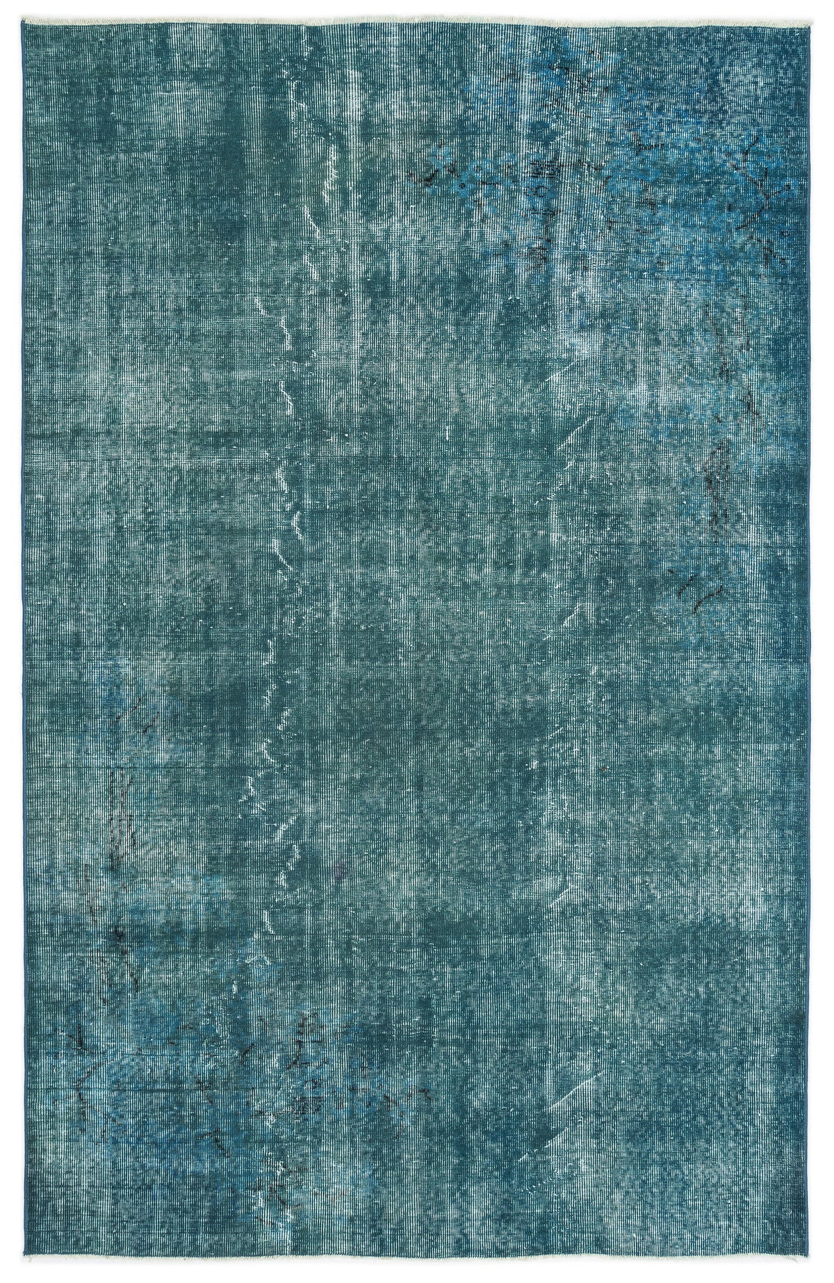 Turquoise  Over Dyed Vintage Rug 5&#39;8&#39;&#39; x 8&#39;10&#39;&#39; ft 172 x 269 cm
