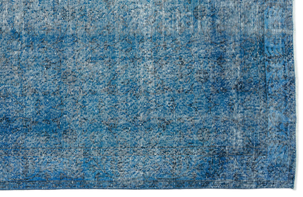Turquoise  Over Dyed Vintage Rug 6&#39;6&#39;&#39; x 10&#39;4&#39;&#39; ft 199 x 314 cm